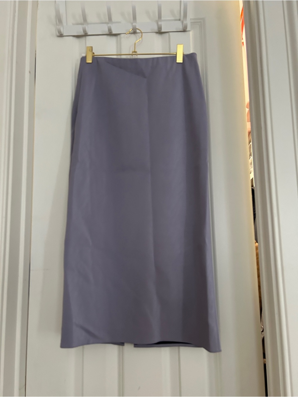 Lucy Paris Lavender Vegan Leather Straight Midi Skirt